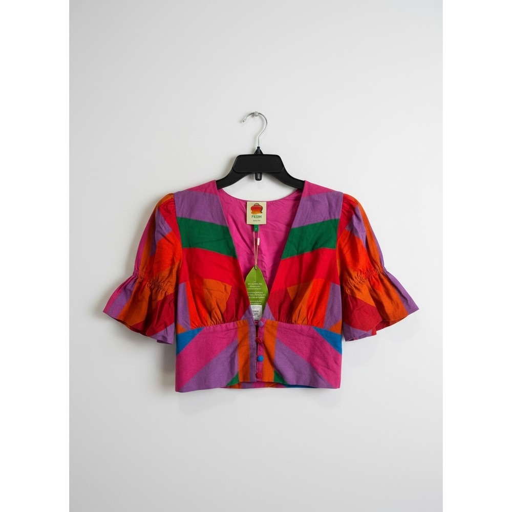 Farm Rio Amanda Stripes Blouse Multi - Size Small - NWT